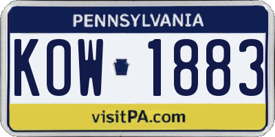 PA license plate KOW1883
