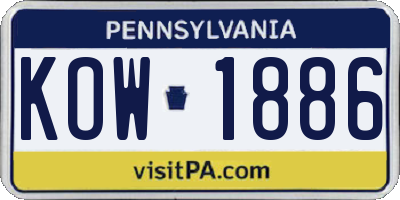 PA license plate KOW1886