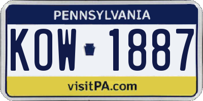 PA license plate KOW1887