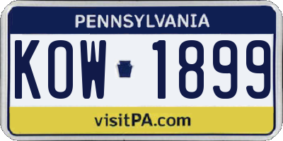 PA license plate KOW1899