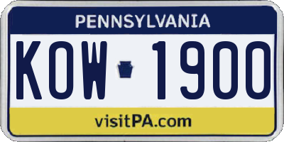 PA license plate KOW1900