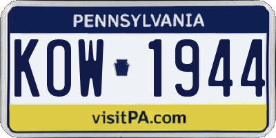 PA license plate KOW1944