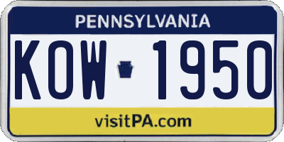 PA license plate KOW1950