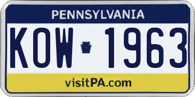 PA license plate KOW1963