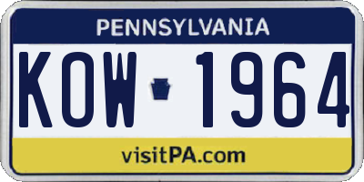 PA license plate KOW1964