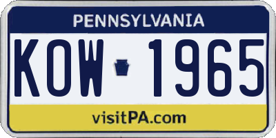 PA license plate KOW1965