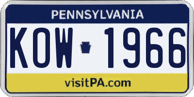 PA license plate KOW1966
