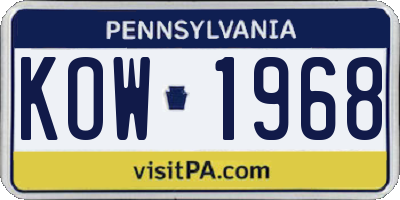 PA license plate KOW1968