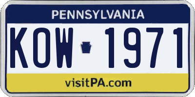 PA license plate KOW1971
