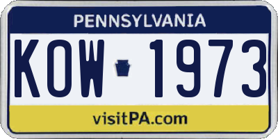 PA license plate KOW1973