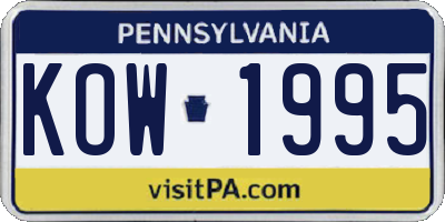 PA license plate KOW1995