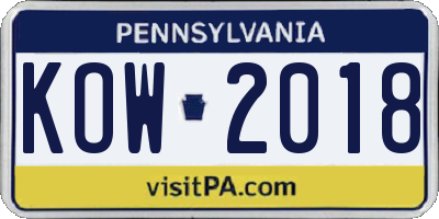 PA license plate KOW2018