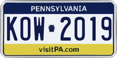 PA license plate KOW2019