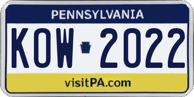 PA license plate KOW2022