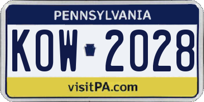 PA license plate KOW2028