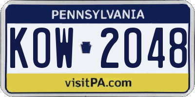 PA license plate KOW2048