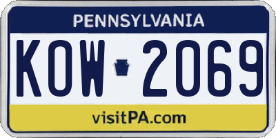 PA license plate KOW2069