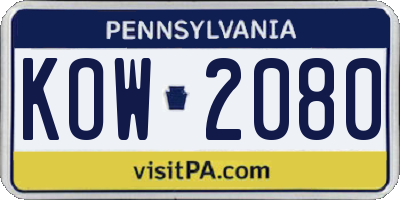 PA license plate KOW2080
