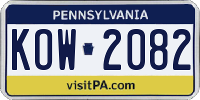 PA license plate KOW2082