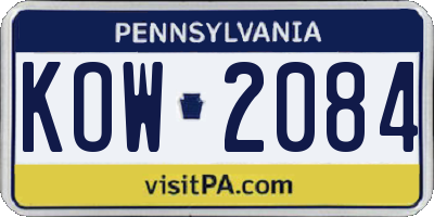 PA license plate KOW2084