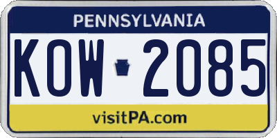 PA license plate KOW2085