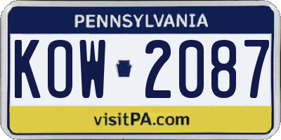 PA license plate KOW2087