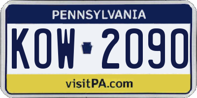 PA license plate KOW2090