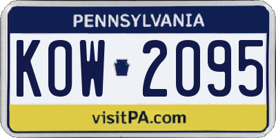 PA license plate KOW2095