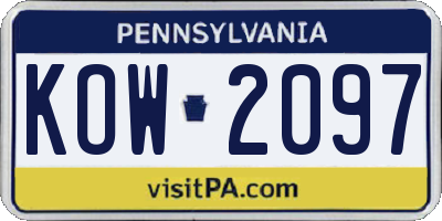 PA license plate KOW2097