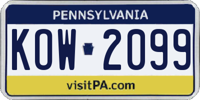 PA license plate KOW2099