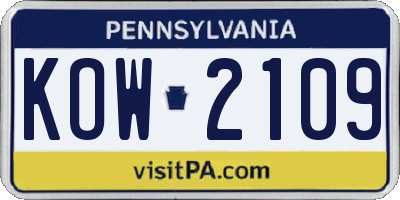 PA license plate KOW2109