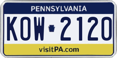 PA license plate KOW2120