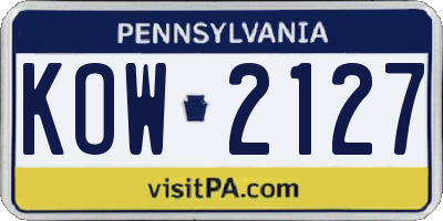 PA license plate KOW2127