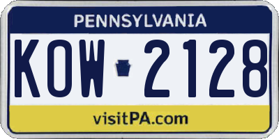 PA license plate KOW2128