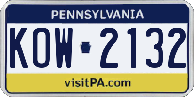 PA license plate KOW2132