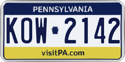 PA license plate KOW2142