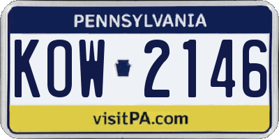 PA license plate KOW2146