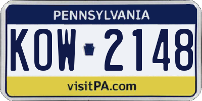 PA license plate KOW2148