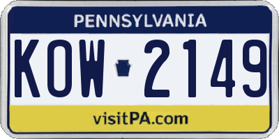 PA license plate KOW2149