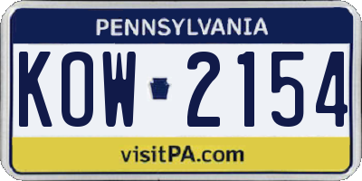 PA license plate KOW2154