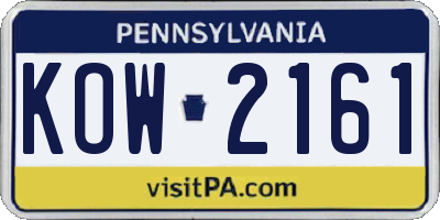 PA license plate KOW2161