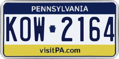 PA license plate KOW2164