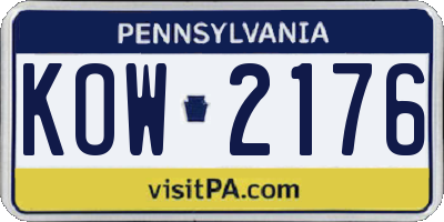 PA license plate KOW2176