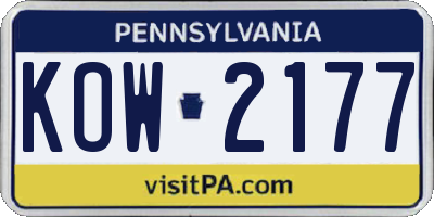 PA license plate KOW2177