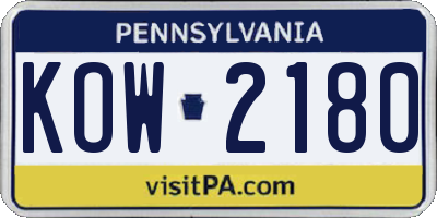 PA license plate KOW2180