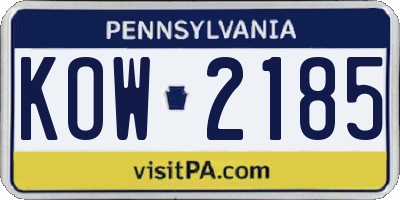 PA license plate KOW2185