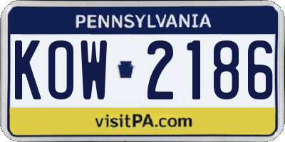PA license plate KOW2186