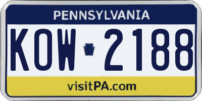 PA license plate KOW2188