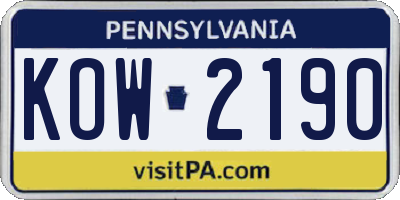 PA license plate KOW2190