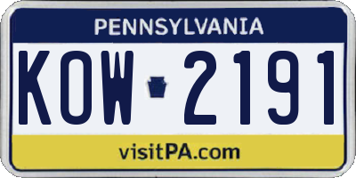 PA license plate KOW2191